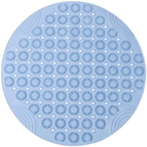 30x30cm PVC Tapis de Bain de Massage Rond Tapis Douche Antidérapant Tapis de Salle de Bain Antibactérien Tapis de Douche Lavable en Machine Tapis de Baignoire avec Trous de Drainage et Ventouses,bleu (1/5)