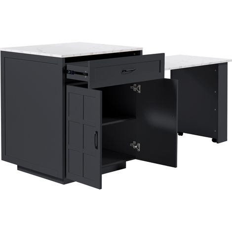 Isola cucina estensibile con vani MDF nero 133-202 x 70 x 93,5 cm (1/5)