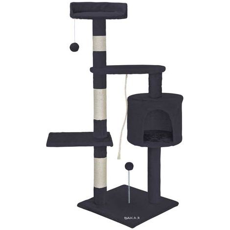 Albero Tiragraffi per Gatti Parco Giochi Cuccia Graffiatoio gatto H112cm Grigio (1/5)