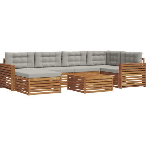 Conjunto de sofás de exterior 7 uds. Gris Natural y Claro vidaXL (1/5)