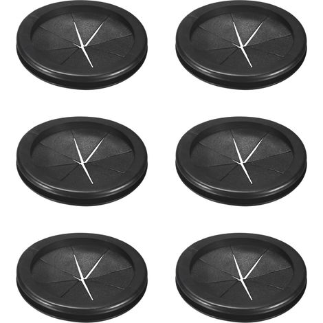 6-Pack Passe-câbles en Caoutchouc pour Câblage 80mm Passe-câble de Bureau Double Face Flexible Couverture de Trou de Bureau pour Câbles/Fils Protection [Noir, Forme de Pétale] (1/5)
