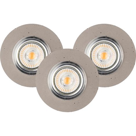 Lot de 3 Plafonnier encastrable en Béton Gris Disque 10 cm VITAR (1/3)