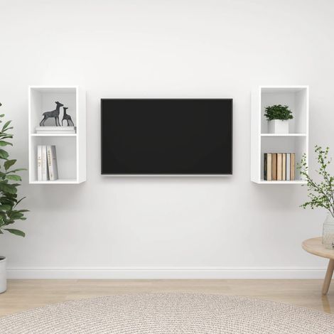 TV-Wandschränke 2 Stk. Weiß Holzwerkstoff