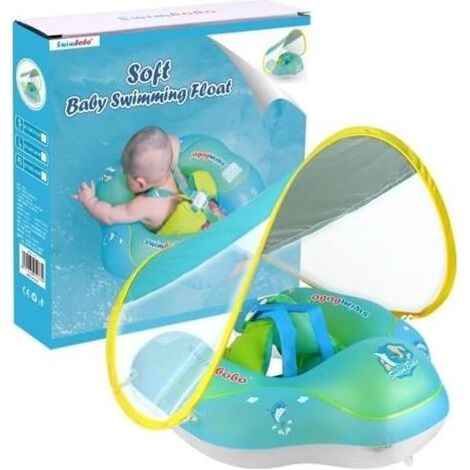 (Grün) Aufblasbarer Baby-Schwimmring – Ring – mit abnehmbarem Sonnenschutz – umweltfreundliches PVC – Grün