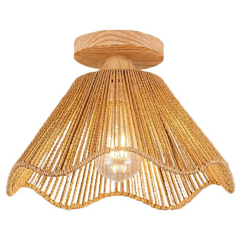 SIENTICE Plafoniera in Rattan a 2 Pezzi, Plafoniera Interni, Plafoniera Retrò E26 Intrecciata a Mano, per Camera da Letto, Lampadina Non Inclusa (01)