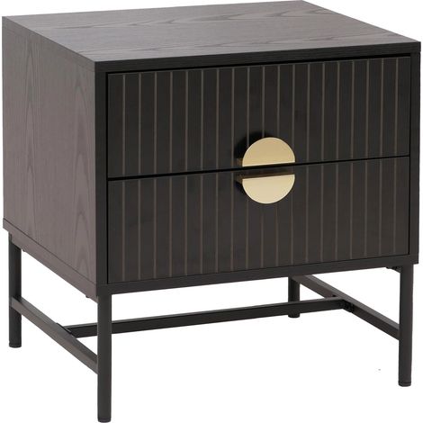 Table de chevet HWC-O39 table d'appoint table de nuit armoire tiroir mélamine MDF métal 50 x 48 x 39 cm - aspect