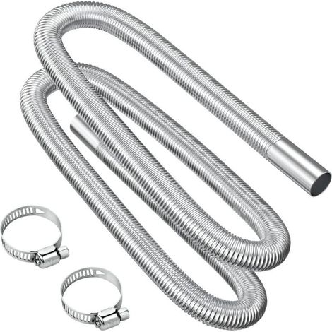 Auspuffrohr, 200 cm tragbares, flexibles Edelstahl-Auspuffrohr mit 2 Edelstahlklemmen, Auto-Auspuffrohr (25 mm) für Dieselheizung (1/5)