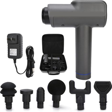 Masajeador muscular portátil, masajeador de tejido profundo, masajeador eléctrico vibratorio con 6 cabezales de masaje. (1/5)