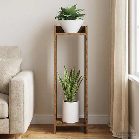 Soporte de plantas con estante Madera vieja 30 x 30 x 100 cm