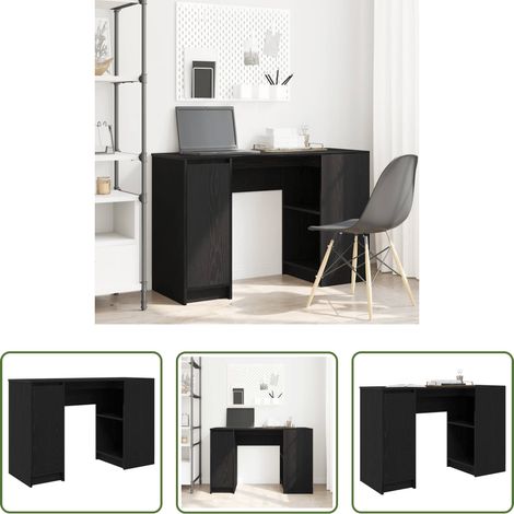 vidaXL Schreibtisch mit Stauraum - Schreibtisch Schwarz Eichen-Optik 120x42x76 cm Holzwerkstoff (1/5)
