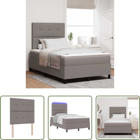 Matelas moyen-ferme - Lit à ressorts avec matelas avec LED Taupe 120 x 190 cm tissu (1/5)