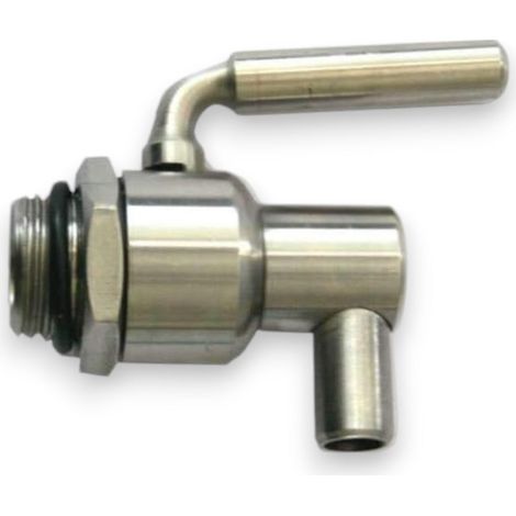 Rubinetto a leva acciaio inox con dado per fusti e serbatoi - M 1/2" (1/4)