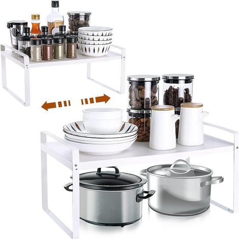 Étagère à condiments extensible et empilable, organiseur d'épices pour placard, rangement cuisine et maison, multi-niveaux (1/3)