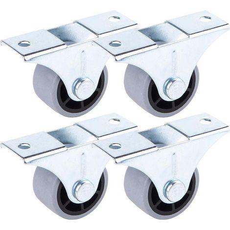 QAZQA Lot de 4 petites roulettes de 25 mm en caoutchouc pour meubles, non pivotantes, non plastiques, appareils et équipements (4, Ø 25 mm/25 kg) (1/5)