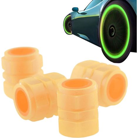 Bouchons de Tige Lumineux Bouchons Lumineux de Pression des pneus Bouchon de Tige Fluorescent Bouchons de Valve de Pneu universels Bouchon d'air de Voiture illuminé Accessoires de (1/5)