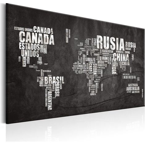 Quadro - World Map: Mundo Negro - 60x40 (1/4)