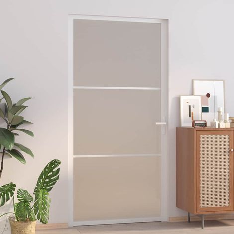 vidaXL Porta Interna 102,5x201,5 cm Bianco Opaco in Vetro e