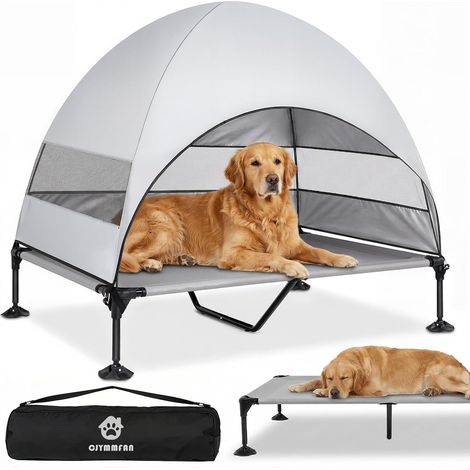 Panier pour Chien Surélevé avec Toit, Pliable avec Pieds Antidérapants, Tente d'extérieur avec Grande Ombre, Lit Rafraîchissant pour Chien, pour Camping, Jardin, Plage et Piscine (Gris, XL) (1/5)