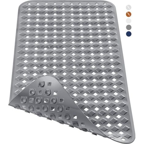 Badewannenmatte Extra Lang Anti-Rutsch mit Saugnäpfen 88x40cm Grau (1/5)
