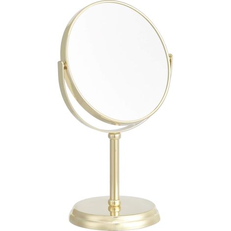 Ronde Montage sur Table Miroir grossissant sur Pied - x1/x5, 18.3x12.5x30 cm, doré (1/4)