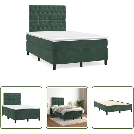Samtbett - Boxspringbett mit Matratze Dunkelgrün 120x190 cm Samt (1/5)