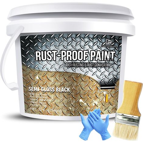 Rust Converter 940ml - Water Based Anti-Rust Paint for Metals - Turns Rust into Durable Protection - Semi-Gloss Black Coating - Easy to Apply - Anti-Corrosion (1/5)