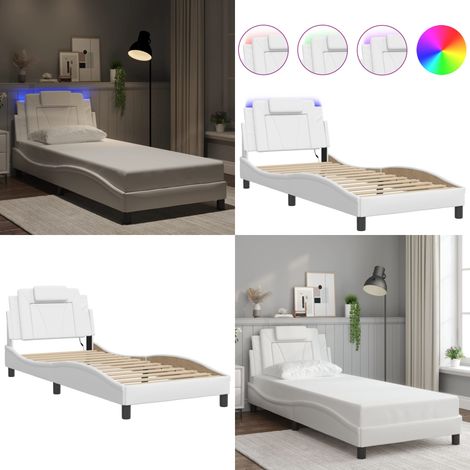 Giroletto Viana con LED senza Materasso Bianco 90x200 cm - Materasso - Similpelle