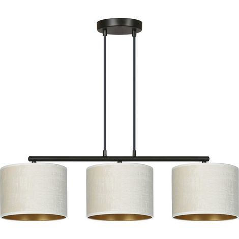 Lampada a Sospensione Hilde, Acciaio verniciato a polvere, Tessuto, Nero, Bianco, 72x100x18 cm