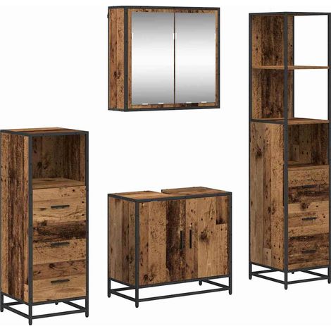 Maison Exclusive - Set di mobili per il bagno con cassetto 4 pcs Legno vecchio