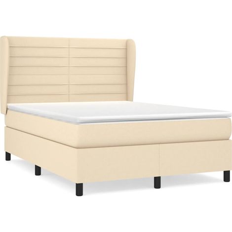 Maison Exclusive - Giroletto a Molle con Materasso Crema 140x200 cm in Tessuto (1/4)