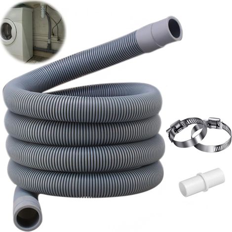 Tuyau d'évacuation universel de 1 m pour lave-linge, rallonge pour lave-vaisselle, tuyau d'évacuation d'eau avec colliers de serrage