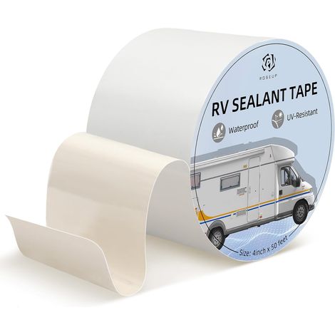Bande D’étanchéité Butyle Blanc 10cm×15,2m, Réparation Fuite Toiture RV Caravane Bateau (1/5)