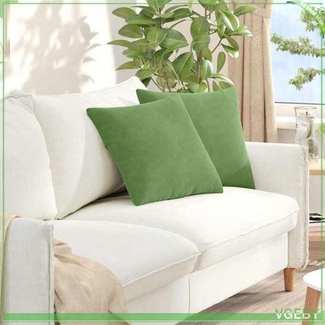 Coussins de canapé (paire) - FAFEISY - 42013931 - Velours côtelé - 45 x 45 cm - Vert clair (1/5)