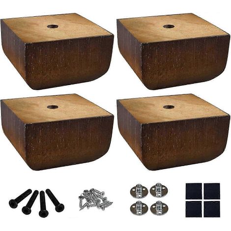 Pieds de canapé carrés en bois brun foncé de 5 cm (2 pouces), ensemble de 4 pièces (1/5)