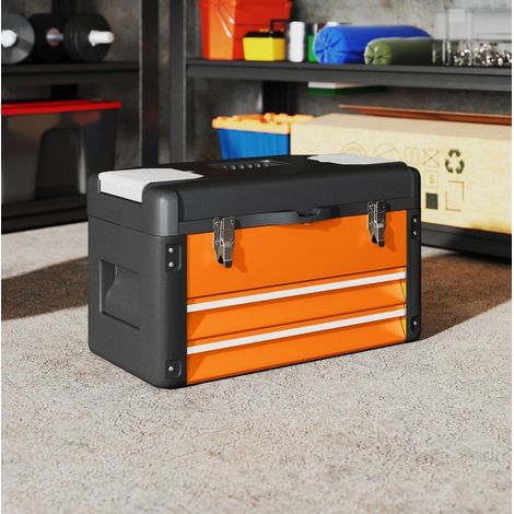 Caja de herramientas de acero con 2 cajones y bandeja superior, 49,7 x 25,3 x 28,9 cm OKMYHOME (1/5)