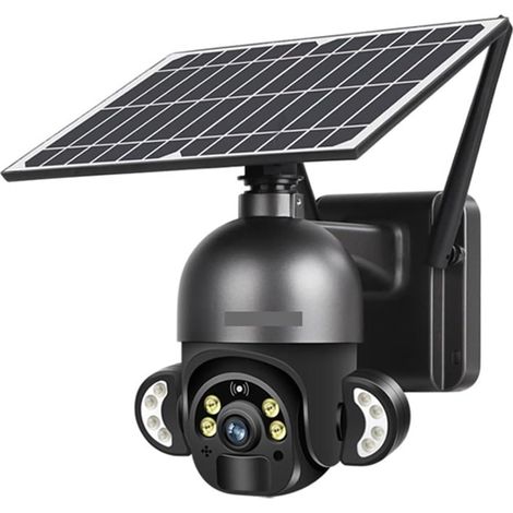 Caméra de sécurité à Domicile Caméra de Surveillance vidéo sans Fil, avec Carte Sim 4G et 4MP, Panneau Solaire 6W, CCTV, Alarme extérieure, Batterie Longue durée de Veille(Black WiFi Add 32G) (1/5)