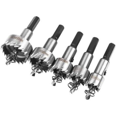 Hole saw set, 5 pieces, HSS cobalt hole saw Ø16/18.5/20/25/30 mm, high-speed steel hole saw alloy, steel, stainless steel, suitable for wood, plastic, metal (1/4)