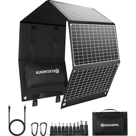 60 W Chargeur solaire portable, panneau solaire pliable avec 3 ports (PD45W USB-C/QC3.0 USB-A/18V CC), panneau solaire avec IPX5 imperméable pour téléphones portables, tablettes, station d'énergie (1/5)
