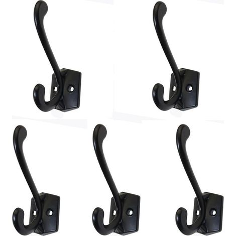 Porte-manteau minimaliste en alliage de zinc, crochets muraux robustes, cintre multi-usages, noir, lot de 5 (1/4)