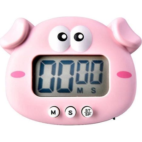 Minuteur de cuisine numérique en forme d'animal mignon avec support magnétique puissant, alarme sonore, grand écran, idéal pour la gestion du temps, le sport et la pâtisserie (type E-4). (1/5)