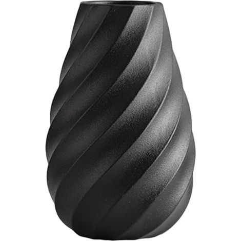 Vase en céramique Noir avec Design en Spirale texturée, idéal pour Une décoration Moderne, Minimaliste bohème, Parfait pour Les Fleurs séchées (1/5)