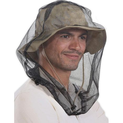 Filet anti-insectes pour la tête - Protection anti-insectes pour chapeau - Masque anti-moucherons, moucherons et autres insectes avec mailles extra-fines - Usage extérieur (1/5)