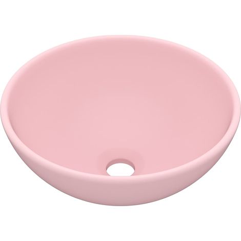 Lavabo vasque à poser Luxueux, rond Bac à laver, Rose mat 32,5x14 cm Céramique OIB6935E (1/5)