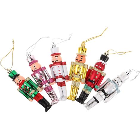6pièces Figurines Miniatures Casse-Noisette de Noël Soldats à Suspendre Décorations de Colorées pour Sapin et Table (1/5)