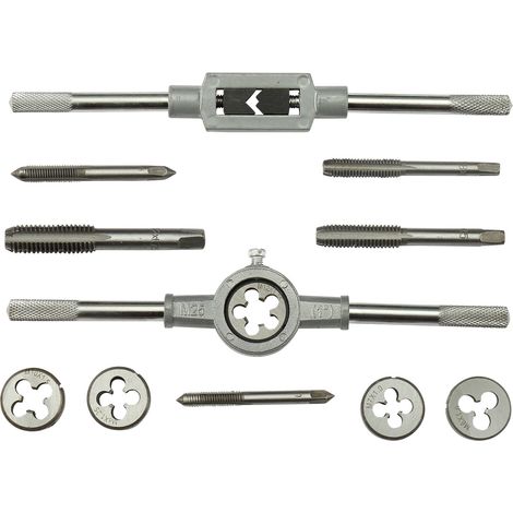 RHINO - KITS TARAUDS & FILIÈRES - COFFRET TARAUDS & FILIÈRES 12 PIÈCES - ALLIAGE ACIER/TUNGSTÈNE - COFFRET COMPRENANT 5 TARAUDS, (1/5)