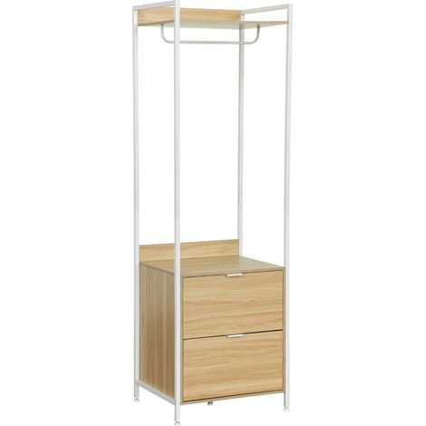 Wardrobe module with 2 drawers and 1 shelf, Clever, White, 60x48x190 cm