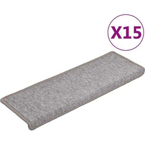 Maison Exclusive - Tapis d'escalier 15 pièces 65 x 21 x 4 cm Gris clair Bord rectangulaire (1/5)
