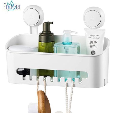 1 étagère de douche ventouse, panier amovible sans perçage, rangement salle de bain pour shampoing et accessoires