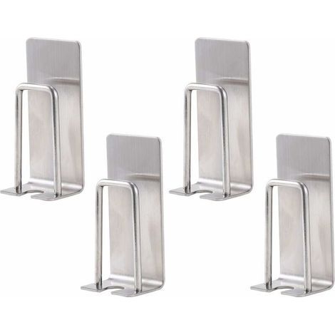 Lot de 4 porte-brosses à dents en acier inoxydable - Fixation murale - Pour tasses,tasses,brosses à dents - étanches et auto-adhésifs - Sans perage - Pour salle (1/5)