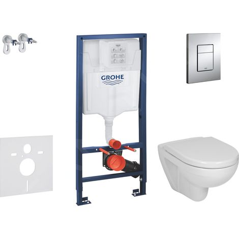 Grohe Rapid SL - Set bâti-support, WC et siège Jika Lyra Plus, plaque de déclenchement Skate Cosmopolita, chrome 38528SET-KJ2 (1/3)